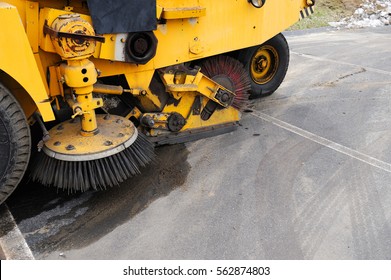 Close Up On Road Sweeper