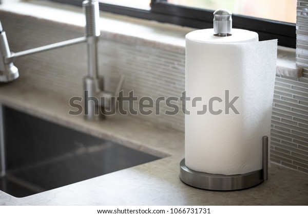 Close On Roll Paper Towels On Stock Photo Edit Now 1066731731