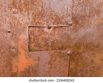 Close Up On Rusty Old Poorly Made Metal Surface Texture