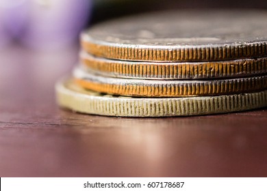 Close up on a stack of coin