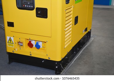  Close Up On Standby Power Diesel Backup Generator For Home  With Control Panel 