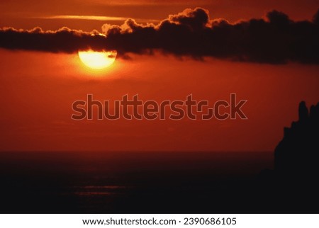 Close up on sun during sunset on Corfu Island, Greece