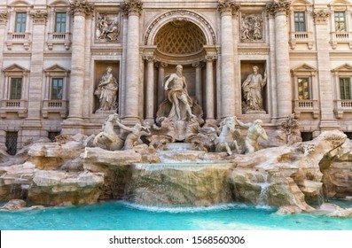 Close Up On Trevi Fountain, Roma, Italy
