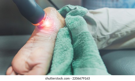 Close up on ultrasound head prepare for treatment on plantar pain,plantar fasciitis, health problem and people concept. - Powered by Shutterstock