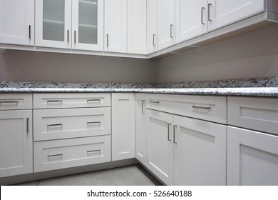 Close Up On White Cabinet In Modern Kitchen