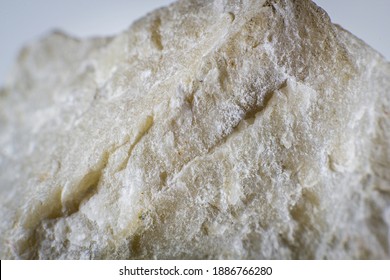 Close Up On A White Talc Mineral. Macro Technic