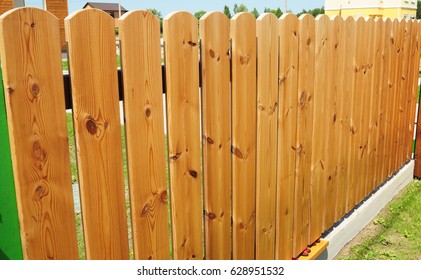Close up on Wooden Fence Door.Wood Fence - Wood Fencing with Copy Space.