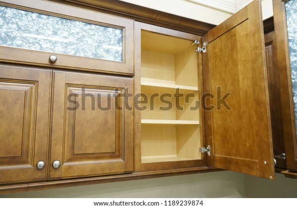 Close On Wooden Kitchen Cabinet Door Stock Photo Edit Now 1189239874