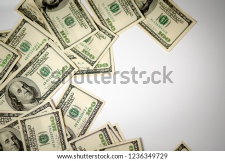 Close up of one dollar isolate on white background.