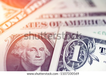 Close up of one dollar money currency usa bill