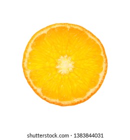 Close up one round thin cut slice of fresh tangerine orange, backlit and isolated on white background - Powered by Shutterstock