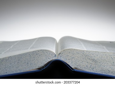 Close up of open text book