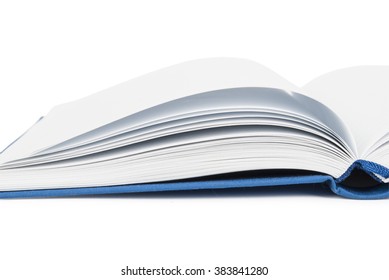 Close Up Of Open Textbook With Blank Pages