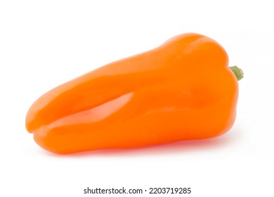 Close Up Of Orange Sweet Mini Pepper Isolated On White