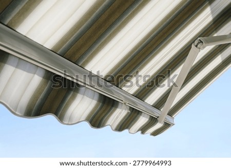Close up outdoor automatic sliding canopy retractable roof system, patio awning for sunshade