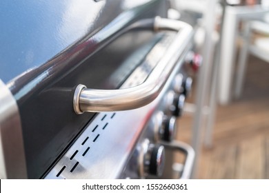 Close Up Of Outdoor Gas Grill In The Summer.