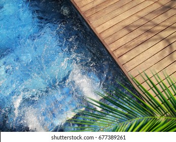 Close Up Outdoor Jacuzzi With Clear Clean Water