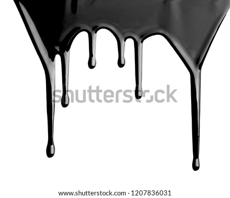 close up of paint leaking down white background