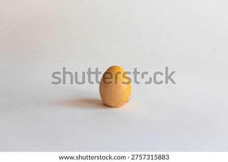 Close Up Painted And Broken Easter Eggs Isolated On Light Background, Minimalistic Concept