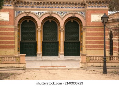 Close Up Of Velázquez Palace Located In Buen Retiro Park, Madrid, Spain.