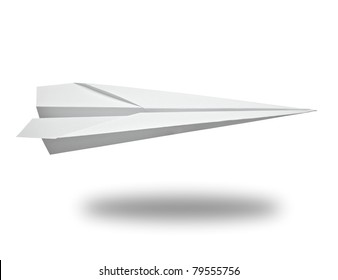 Close Up Of  A Paper Airplane On White Background With Clipping Path