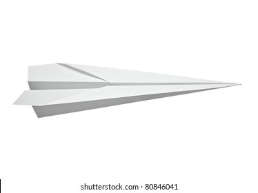 Close Up Of  A Paper Airplane On White Background With Clipping Path