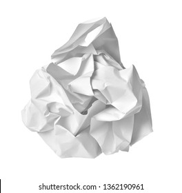 Close Up Of  A Paper Ball Trash On White Background