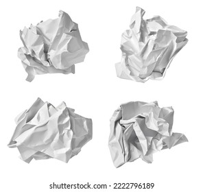 Close Up Of  A Paper Ball Trash On White Background