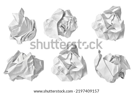 close up of  a paper ball trash on white background