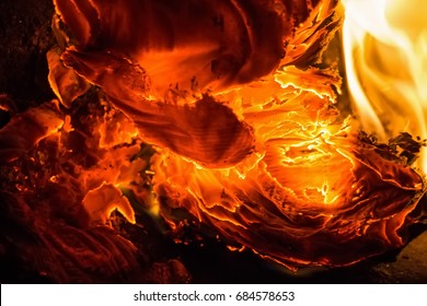 Close Up Paper Burning In Flame