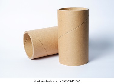 Close up  Paper roll  core on white paper background. 