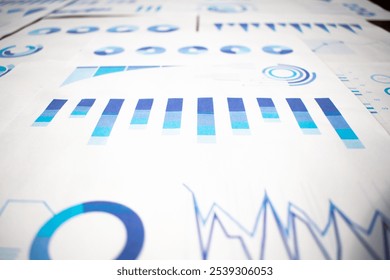 Close up paperwork with printed statistic chart. Financial, account, statistics and business data concept.