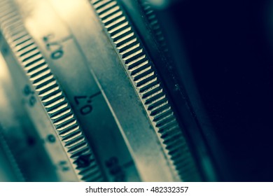 Close up of the part of old camera.