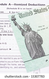 Close Up Of Part Of A Tax Refund Check