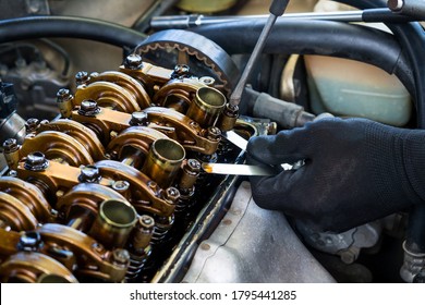 Close Up Of Parts In Engine Head For Adjust Valve Engine