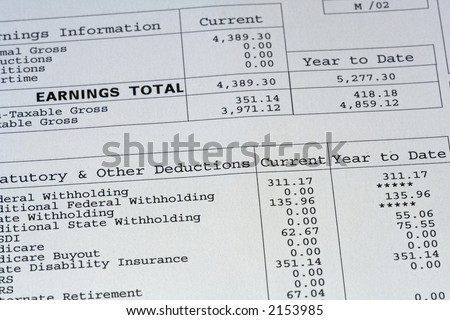 up close of paystub