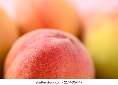 Close Up Of Peach Fruit, Texture Background