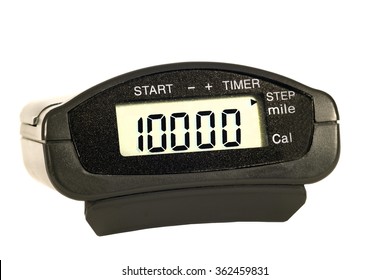 Close Up Of Pedometer Reading 10,000 Steps/ Hit Your Steps Goal