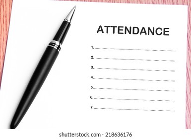 Close Up Pen And Attendance List 