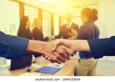 Close Up People Hands Shake Business Partnership Success, Hake Hand Concept