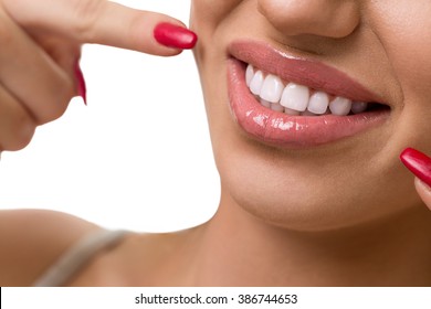 Close Up Of Perfect Straight White Teeth