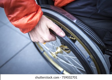 Close up of person in a wheelchair