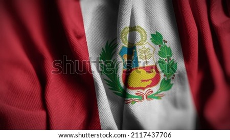 Close up of the Peru flag. Peru flag of background. Flag of Peruvian.