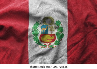 Close up of the Peru flag. Peru flag of background. flag symbols of Peruvian. - Shutterstock ID 2087724646