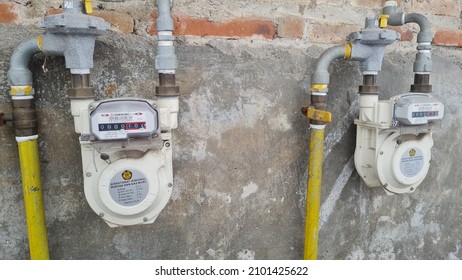 Close up - PGN's natural gas meter in Surabaya - Indonesia on December 31, 2021