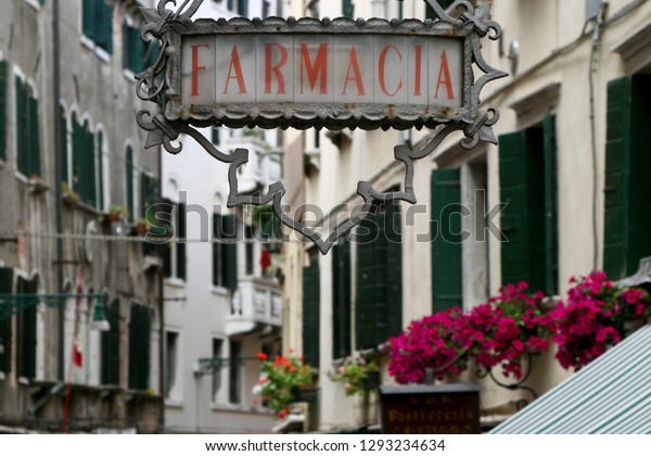 Close Pharmacy Sign Venice Italy Stock Photo Edit Now