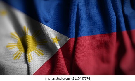 Close Up Of The Philippines Flag. Philippine Flag Of Background. Flag Of Filipino.