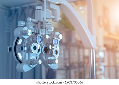 close up of phoropter eyesight measurement testing machine, Eye health check and ophthalmology concept. - Powered by Shutterstock