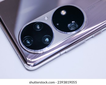 Close Up Photo of the best Smartphone camera in 2022. Taken from several shooting angels.