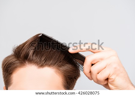 Close up photo of clean healthy man's hair without furfur